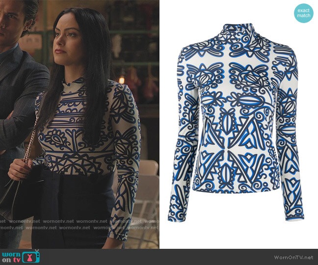 Patterned Turtleneck Top by LA Double J worn by Veronica Lodge (Camila Mendes) on Riverdale