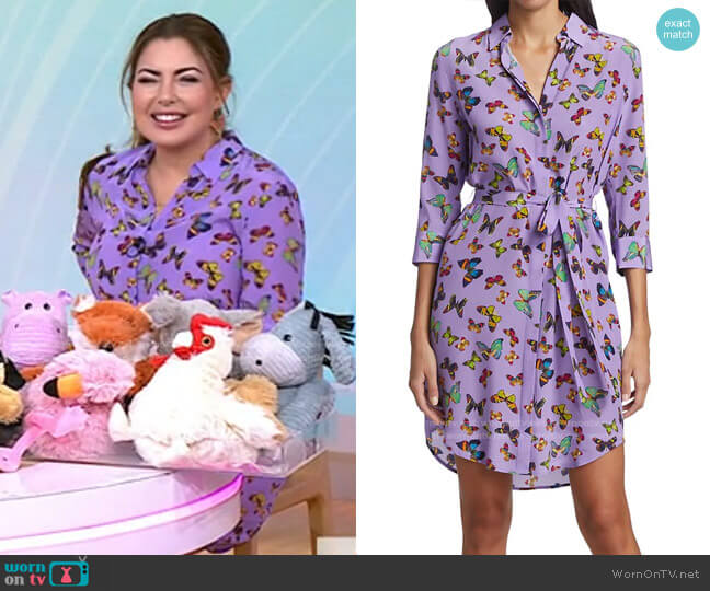 Addison Butterfly-Print Shirtdress by L'Agence worn by Bobbie Thomas on Today