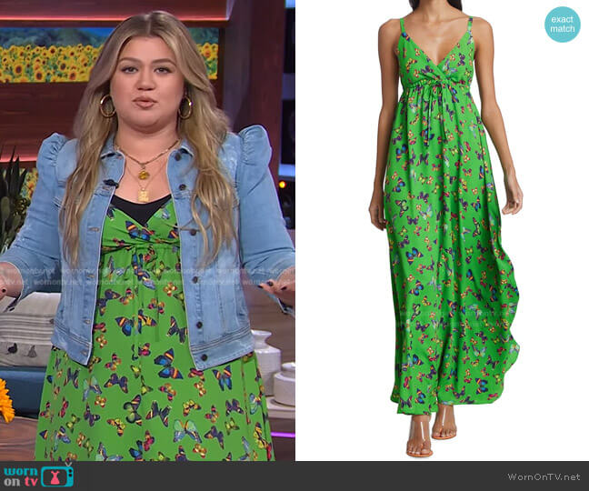 Sachi Butterfly Print Maxi-Dress by L'Agence worn by Kelly Clarkson  on The Kelly Clarkson Show