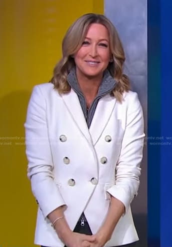 Lara’s white double breasted blazer on Good Morning America