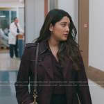 Leela’s purple checked trench coat on The Resident