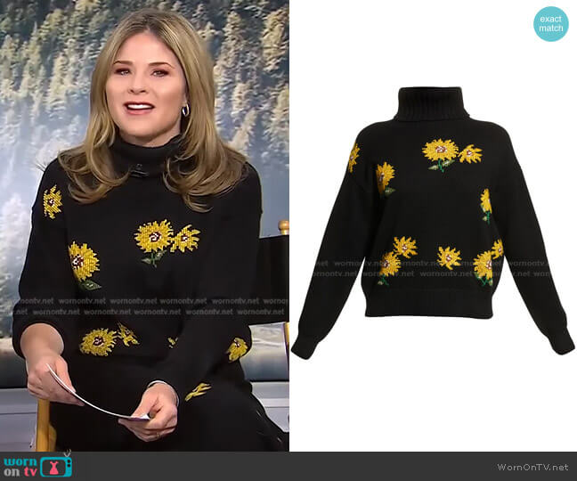 Sunflower Wool-Cashmere Turtleneck by Lela Rose worn by Jenna Bush Hager on Today