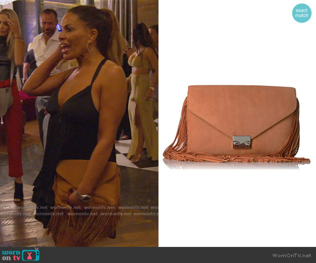 Suede Fringe Bag by Loeffler Randall worn by Dolores Catania  on The Real Housewives of New Jersey