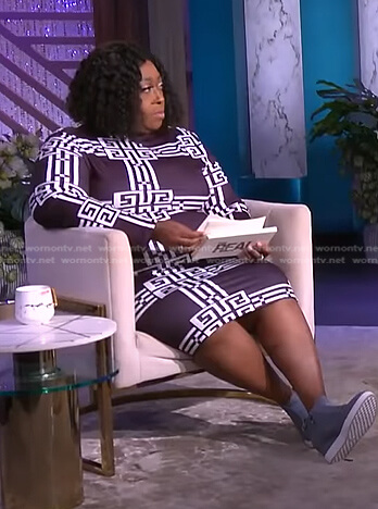 Loni's black print fitted dress on The Real