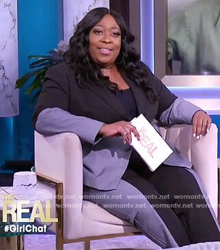 Loni’s gray colorblock blazer on The Real