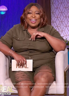Loni's green distressed romper on The Real