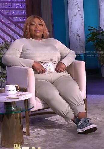 Loni's light green drawstring jumpsuit on The Real