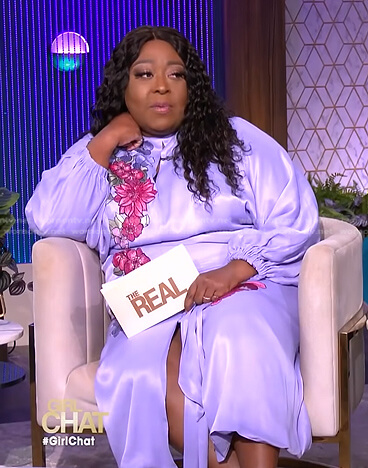 Loni's lilac floral embroidered dress on The Real