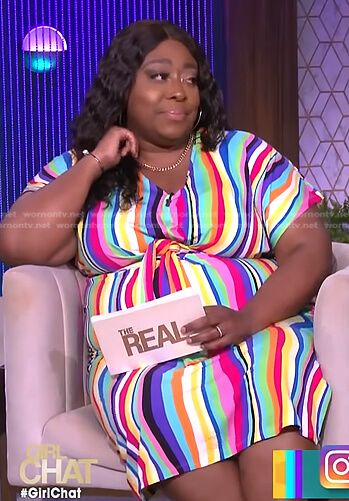 Loni's rainbow stripe dress on The Real