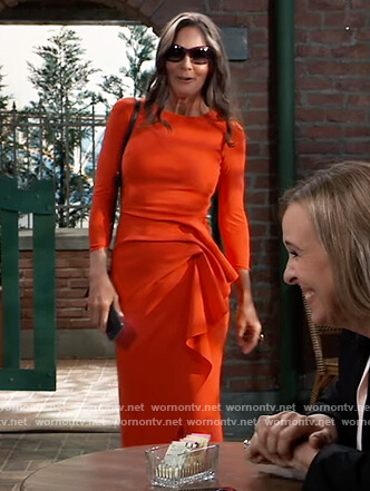 Lucy's red ruffle front midi dress on General Hospital
