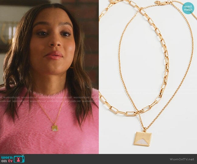 alisade Pendant Necklace Set by Madewell worn by May Grant (Corinne Massiah) on 9-1-1