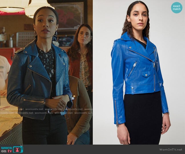 Baya Leather Crop Biker Jacket by Mackage worn by Kyra Leroux on Riverdale worn by Tabitha Tate (Erinn Westbrook) on Riverdale