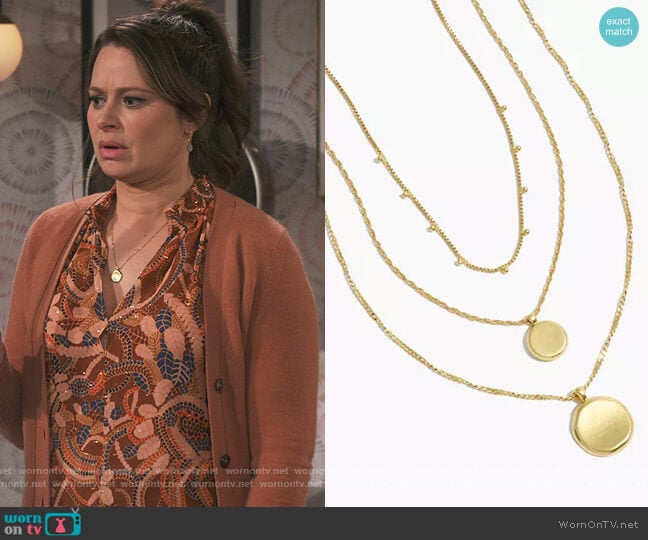 Coin Necklace Set by Madewell worn by Jen (Katie Lowes) on How We Roll