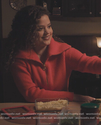 Maggie’s red half zip sweater on Charmed