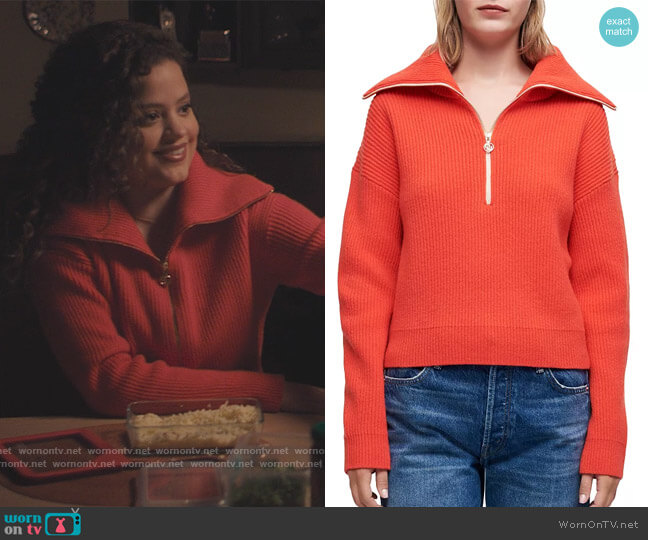 Matelot Ribbed Wool Sweater by Maje worn by Maggie Vera (Sarah Jeffery) on Charmed