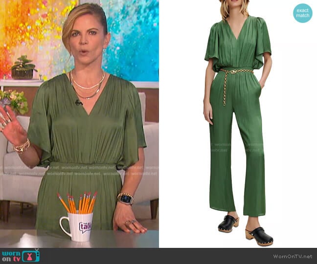 Pachel Flutter Sleeve Jumpsuit by Maje worn by Natalie Morales on The Talk