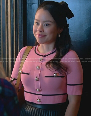 Mariana's pink cropped cardigan on Good Trouble