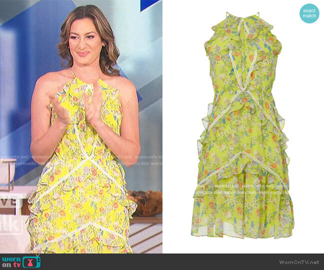 Yellow Floral Midi Dress by Marissa Webb worn by Elizabeth Wagmeister on The Talk