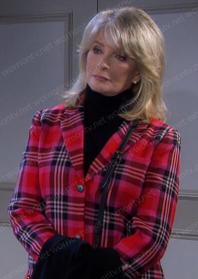 Marlena's red plaid blazer on Days of our Lives