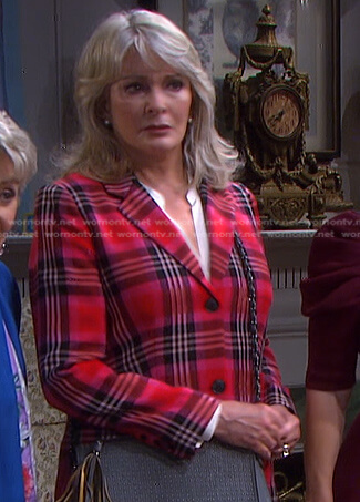 Marlena's red plaid blazer on Days of our Lives