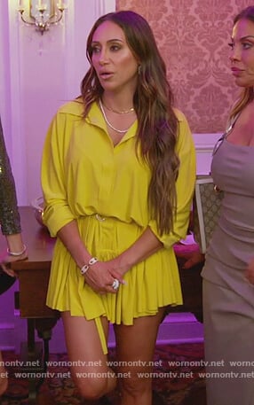Melissa's yellow pleated mini dress on The Real Housewives of New Jersey