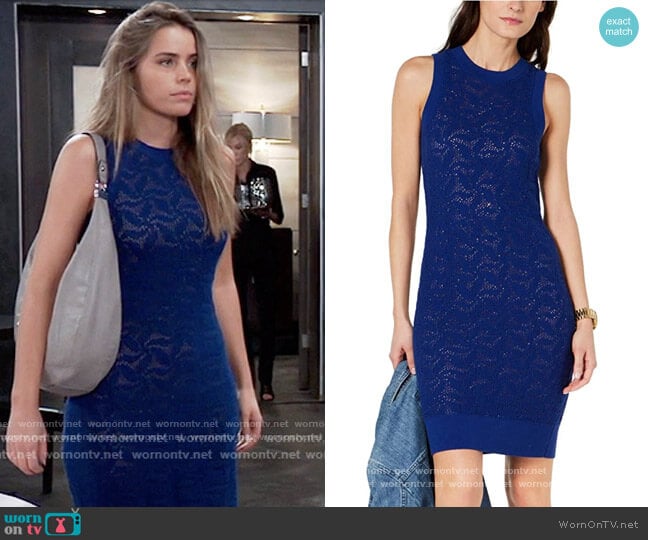 Knit Lace Sleeveless Sheath Dress by Michael Michael Kors worn by Sasha Gilmore (Sofia Mattsson) on General Hospital