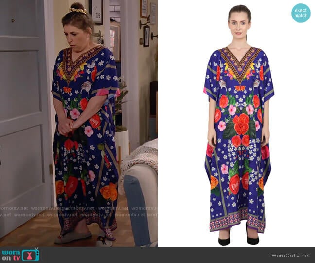 Miss Lavish London Blue Kaftan worn by Kat Silver (Mayim Bialik) on Call Me Kat