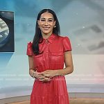 Morgan Radford’s red leather shirtdress on Today