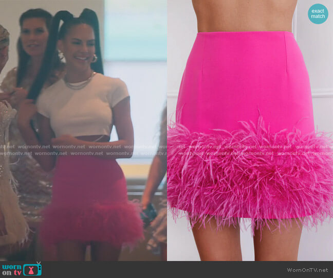 Mia Pink Skirt by Nadine Merabi worn by Amanza Smith  on Selling Sunset