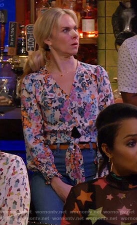 Nicole’s floral tie front top on Call Me Kat