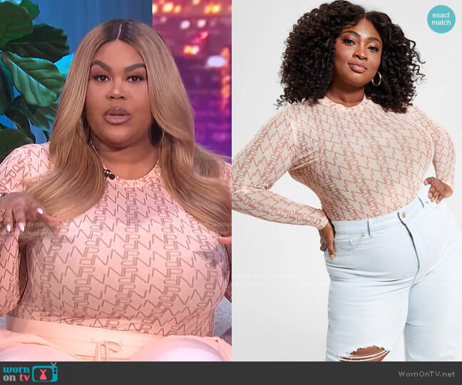 Trendy Plus Size Mesh Bodysuit by Nina Parker worn by Nina Parker on E! News