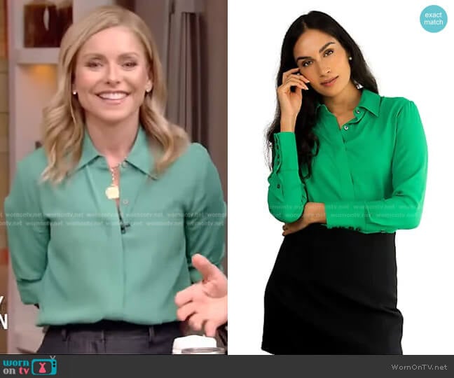 The Simone Blouse by Numi worn by Kelly Ripa on Live with Kelly and Mark