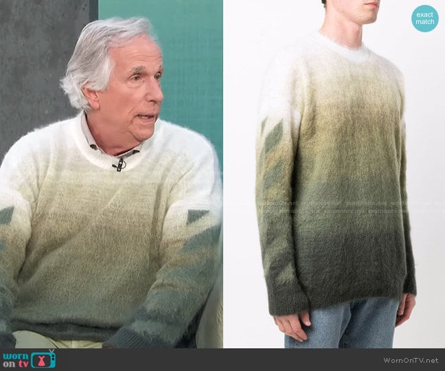 Diag brushed-knit jumper by Off White worn by Henry Winkler on Access Hollywood