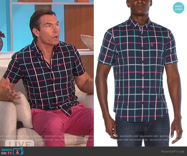 Multi-Color Dobby Windowpane Shirt by Original Penguin worn by Jerry O'Connell on The Talk