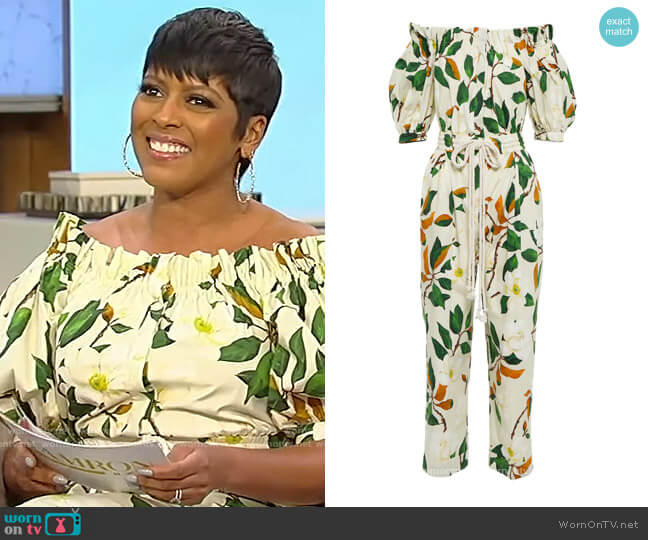 Cotton-blend jumpsuit by Oscar de la Renta worn by Tamron Hall on Tamron Hall Show