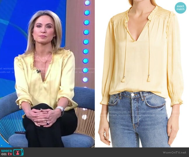 Kaylynn Tassel Neck Blouse by Paige worn by Amy Robach on Good Morning America