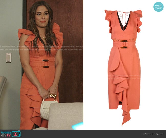 Belted Dress by PatBO worn by Cristal Jennings (Daniella Alonso) on Dynasty