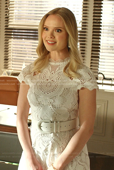 Patty's white lace dress on Dynasty