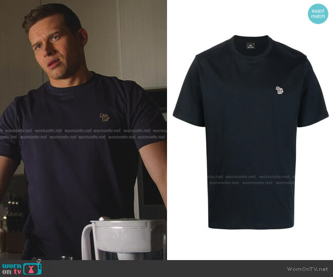 Zebra-Patch Cotton T-shirt in Navy by PS Paul Smith worn by Oliver Stark on 9-1-1