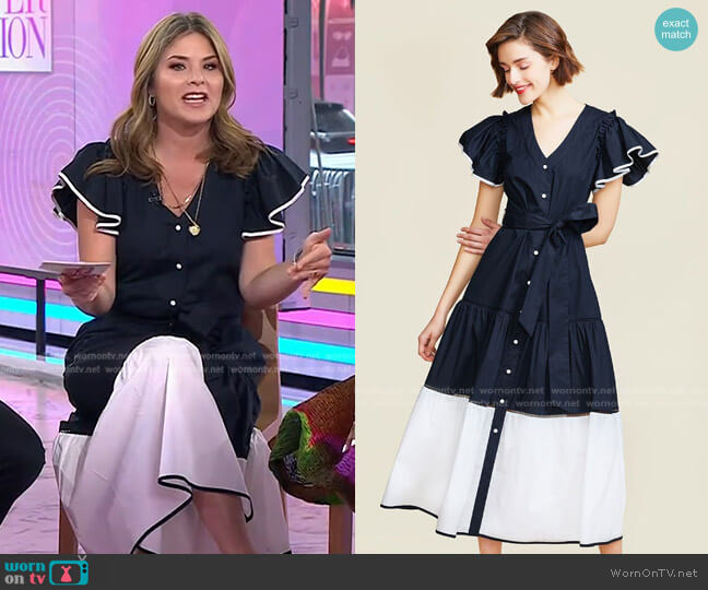 Cotton Poplin Tiered Dress by Pearl by Lela Rose worn by Jenna Bush Hager on Today