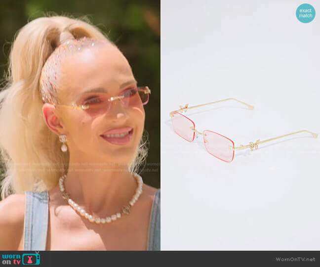 Gold Frame Pink Lens Butterfly Sunglasses by Pretty Little Thing worn by Christine Quinn  on Selling Sunset