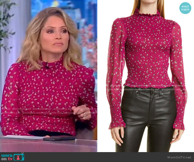 WornOnTV: Sara’s pink smocked floral top on The View | Sara Haines ...