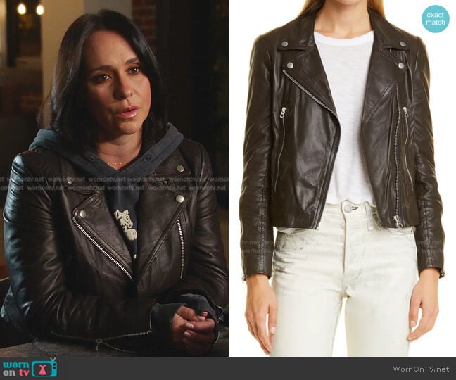 Mack Leather Jacket by Rag & Bone worn by Maddie Kendall (Jennifer Love Hewitt) on 9-1-1