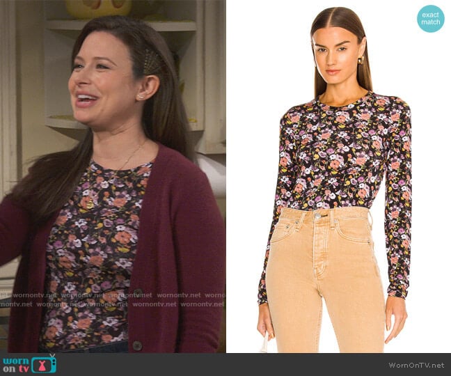 Sabeen Floral Long Sleeve T-Shirt by Rag and Bone worn by Jen (Katie Lowes) on How We Roll