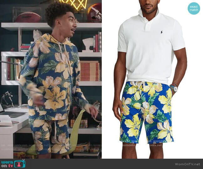 Floral Spa Terry Shorts by Ralph Lauren worn by Jack Johnson (Miles Brown) on Black-ish