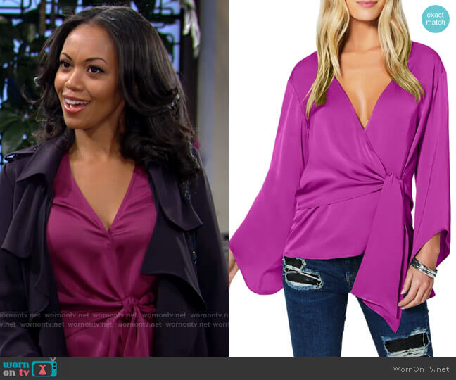 Ramy Brook Cassandra Blouse worn by Amanda Sinclair (Mishael Morgan) on The Young and the Restless