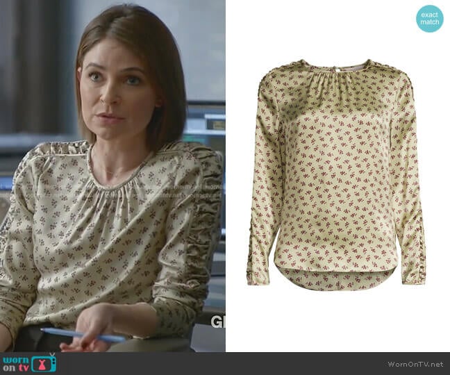 Sage Fleur Ruched Top by Rebecca Taylor worn by Taylor Rentzel (MacKenzie Meehan) on Bull