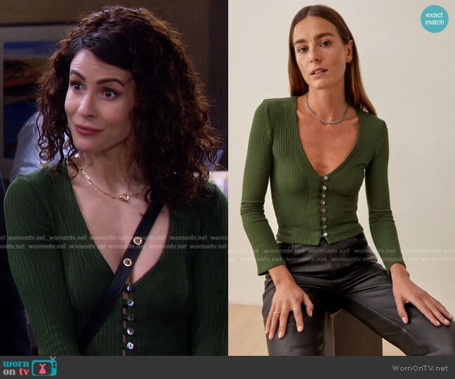Gellar Knit Top by Reformation worn by Sarah Horton (Linsey Godfrey) on Days of our Lives