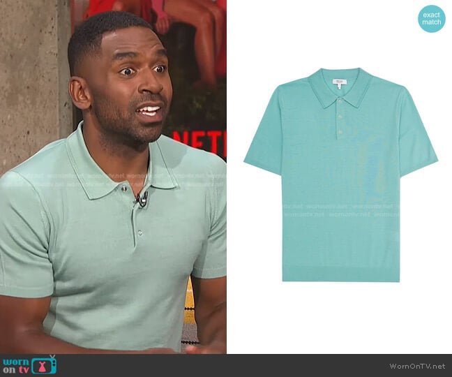 Blair Wool Polo Shirt by Reiss worn by Justin Sylvester on E! News