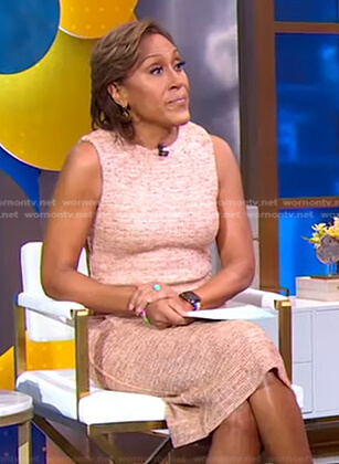 Robin's sleeveless tweed sheath dress on Good Morning America